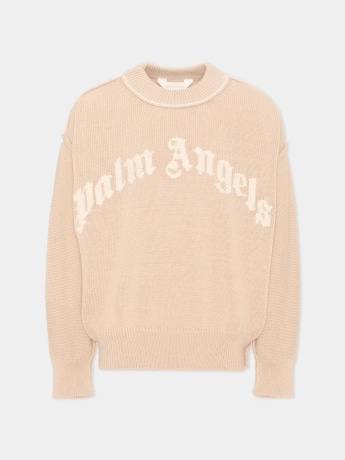 Palm Angels maglia beige bambino maxi logo