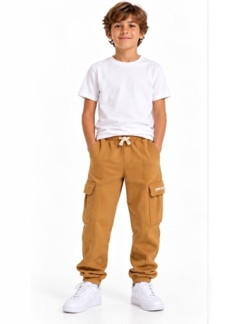 Palm Angels pantalone cammello bambino mini logo