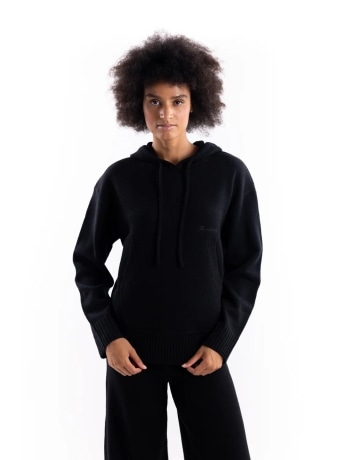 Hinnominate maglia nera donna con cappuccio