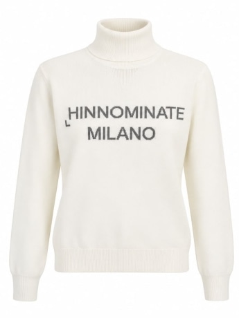 Hinnominate maglia panna donna maxi logo