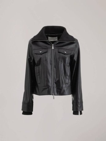 Hinnominate giubbotto nero donna in pelle mini logo