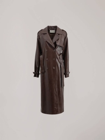 Hinnominate cappotto marrone donna in pelle mini logo