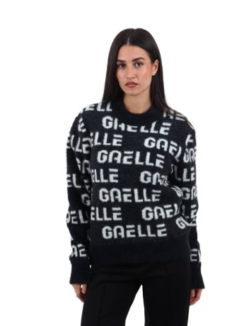 Gaelle maglia nera donna logo all over
