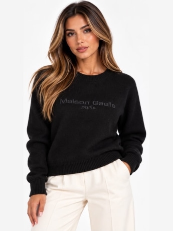 Gaelle maglia nera donna logo sul davanti