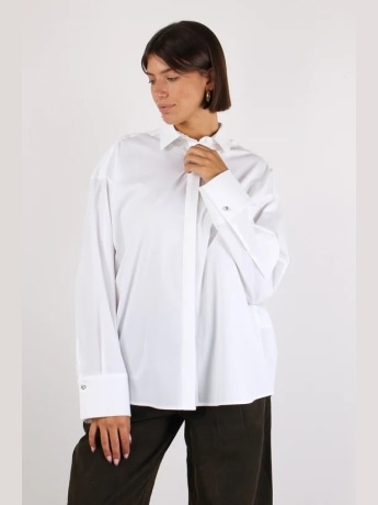 Gaelle camicia bianca donna maxi logo sul retro