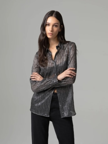 Gaelle camicia argento donna in lamina