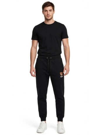 Moschino pantalone nero uomo logo teddy