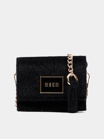 Msgm borsa nera bambina maxi logo